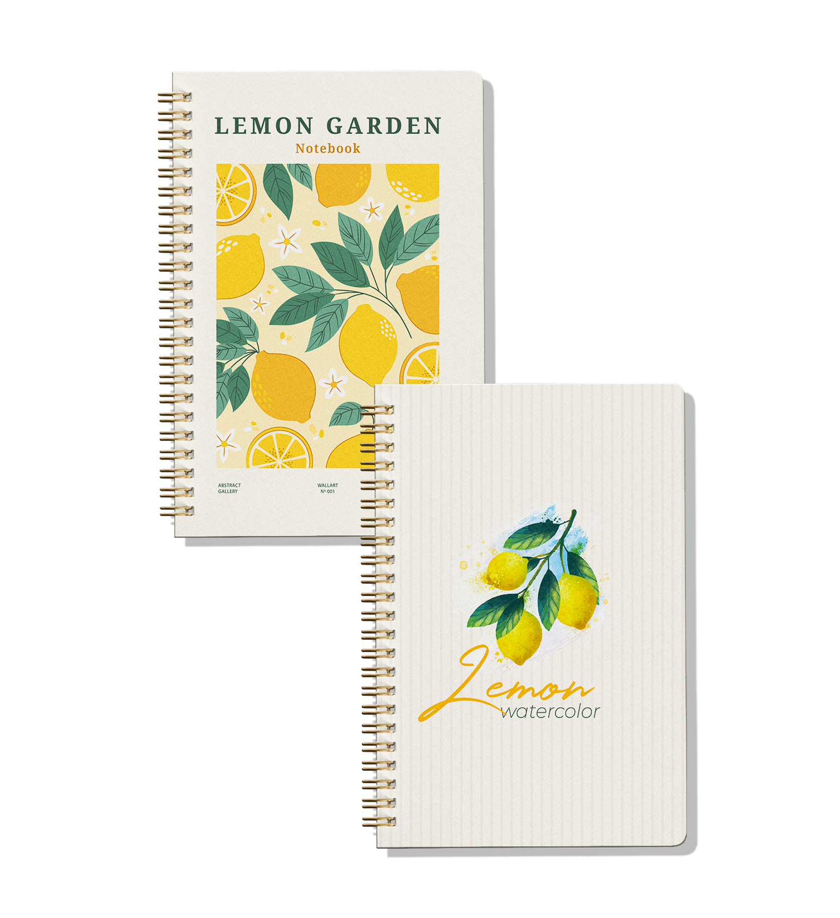 A5 Spiralli Karton Kapak 2’li Set, 1 Çizgili - 1 Çizgisiz Okul Defteri, 148 Sayfa, Mandalalı, Limon Konsept