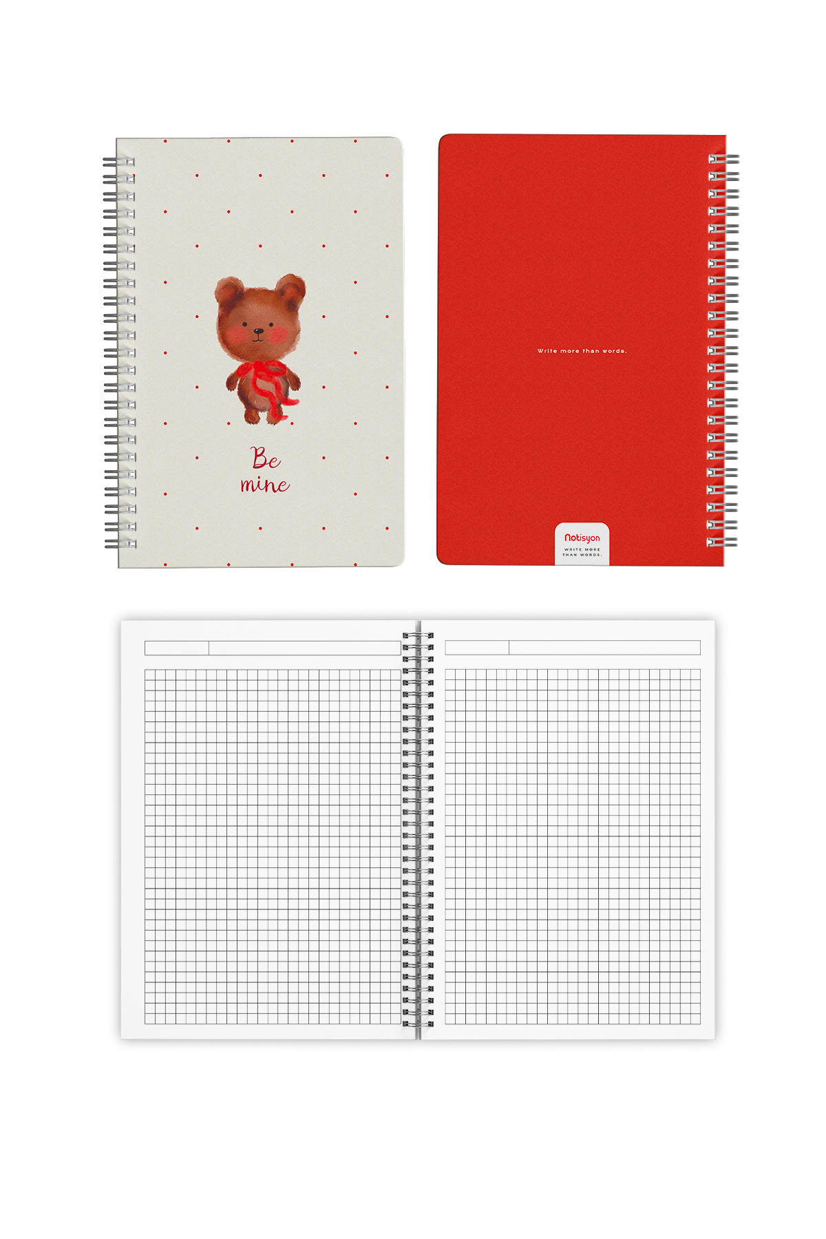 A5 Spiralli Okul Defteri 120 Sayfa 4’lü Set, 2 Çizgili - 2 Kareli Defter, Notebook, Ders Programlı