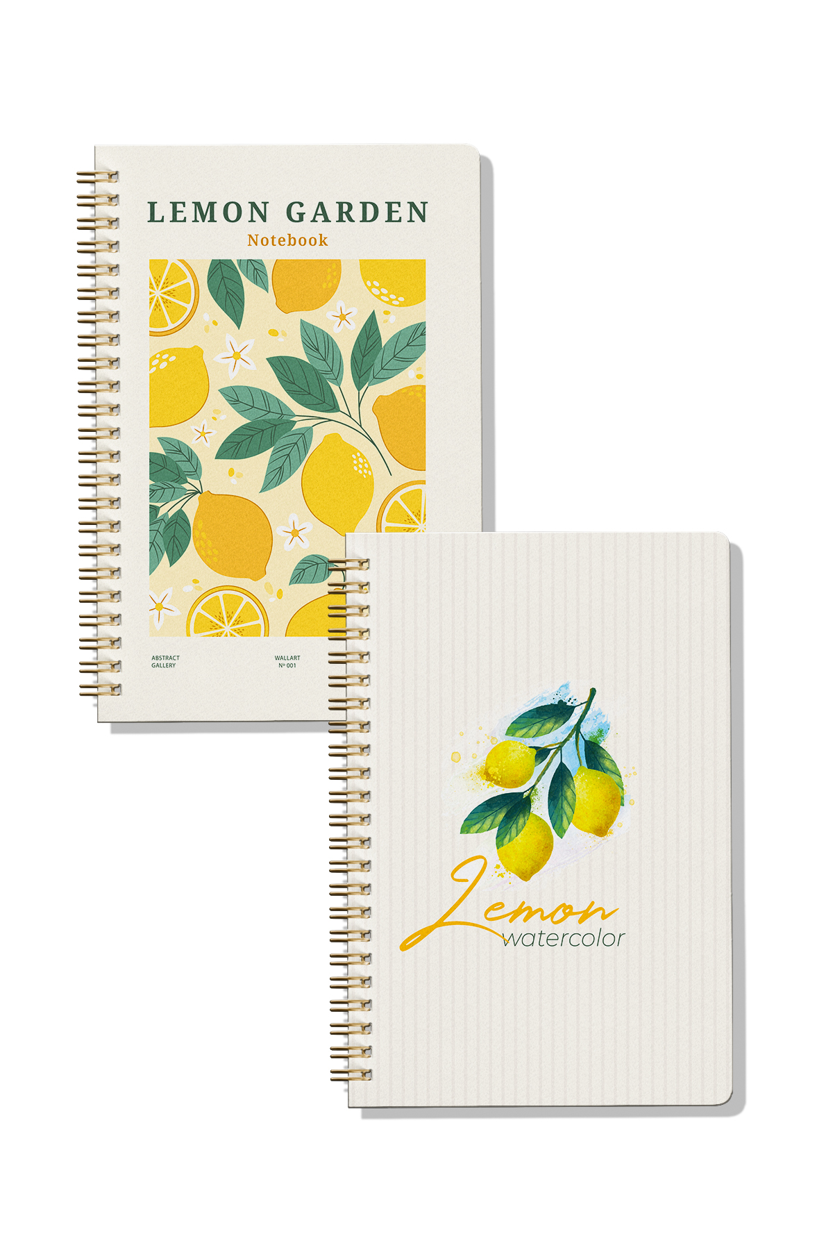 A5 Spiralli Karton Kapak 2’li Set, 1 Çizgili - 1 Çizgisiz Okul Defteri, 148 Sayfa, Mandalalı, Limon Konsept