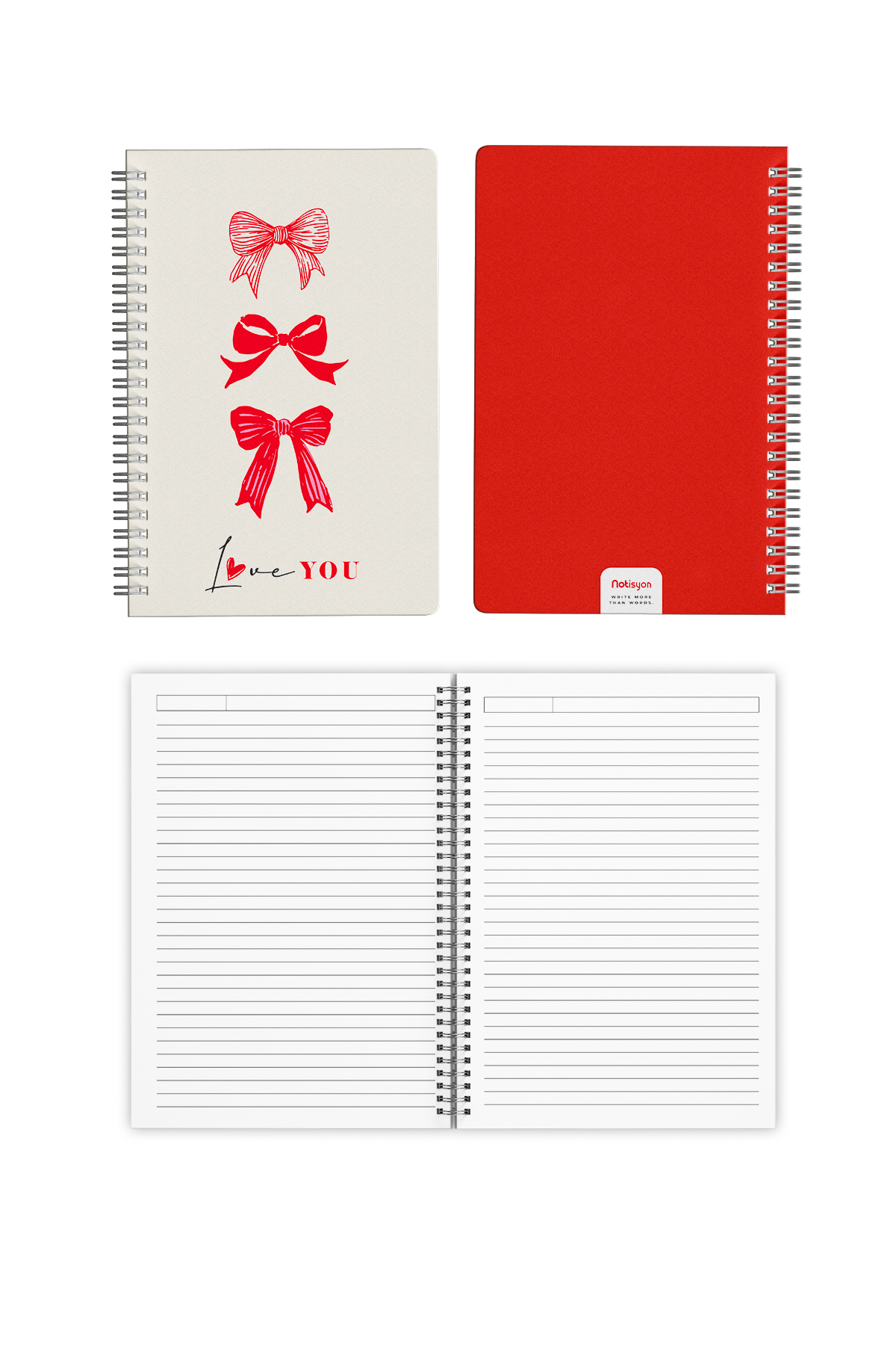 A5 Spiralli Okul Defteri 120 Sayfa 4’lü Set, 2 Çizgili - 2 Kareli Defter, Notebook, Ders Programlı