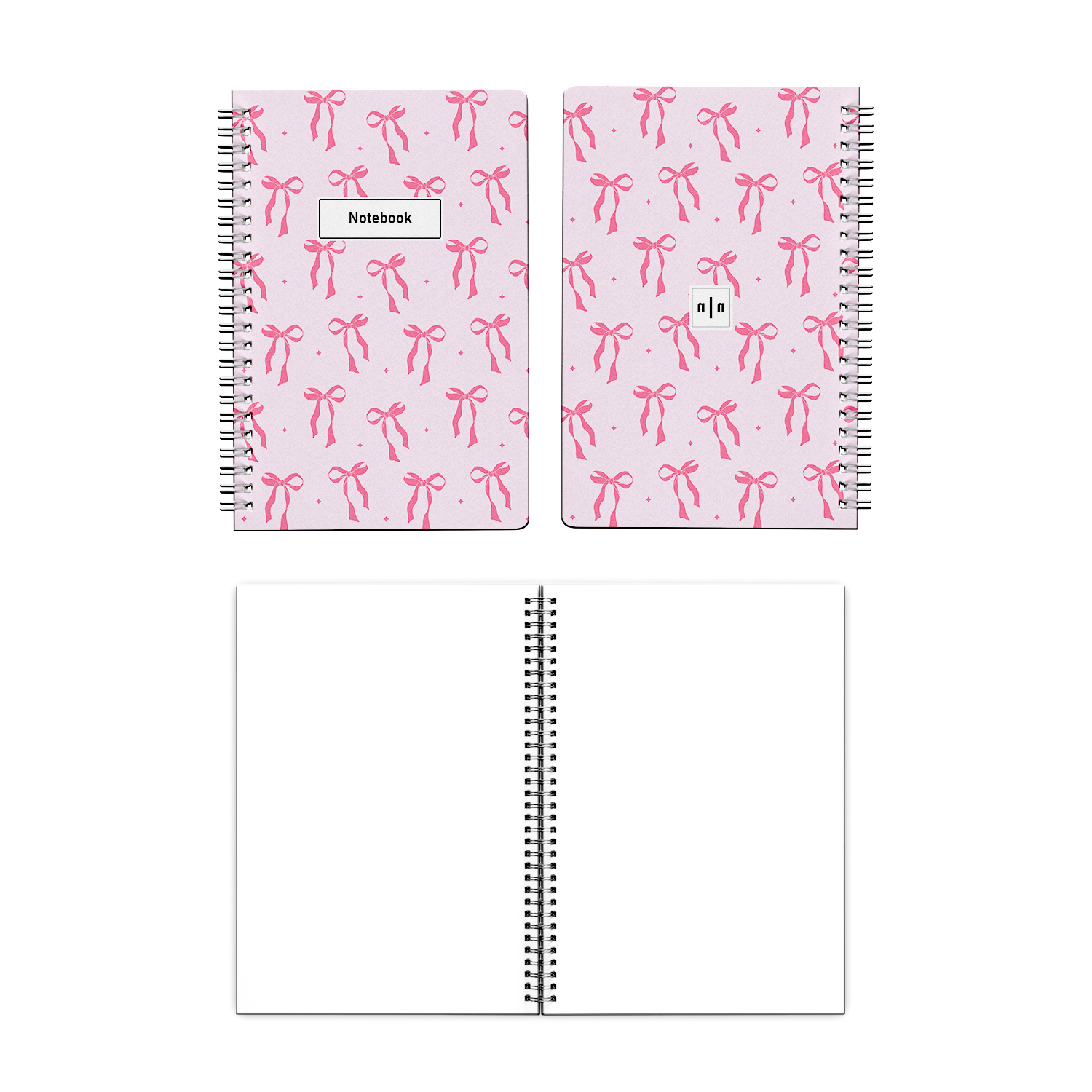 2'li Set, Not Defteri, Defter, Okul Defteri, Kurdelalı Defter, Fiyonk Kapak, Spiralli, 120 Sayfa