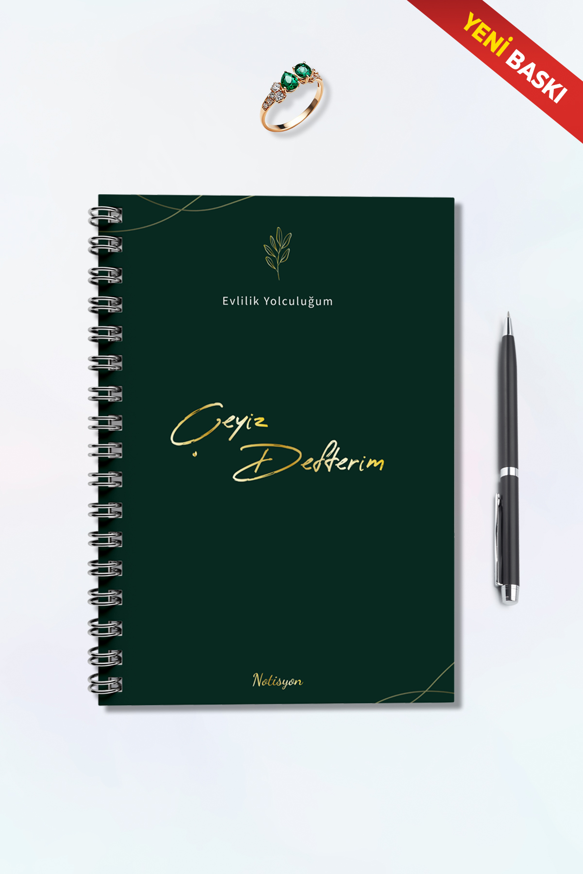 Çeyiz Defteri, Düğün Planlayıcı, Çeyiz Listesi, Çeyiz, Söz, Nişan, Kına, Balayı, Spiralli, 44 Sayfa, Haki