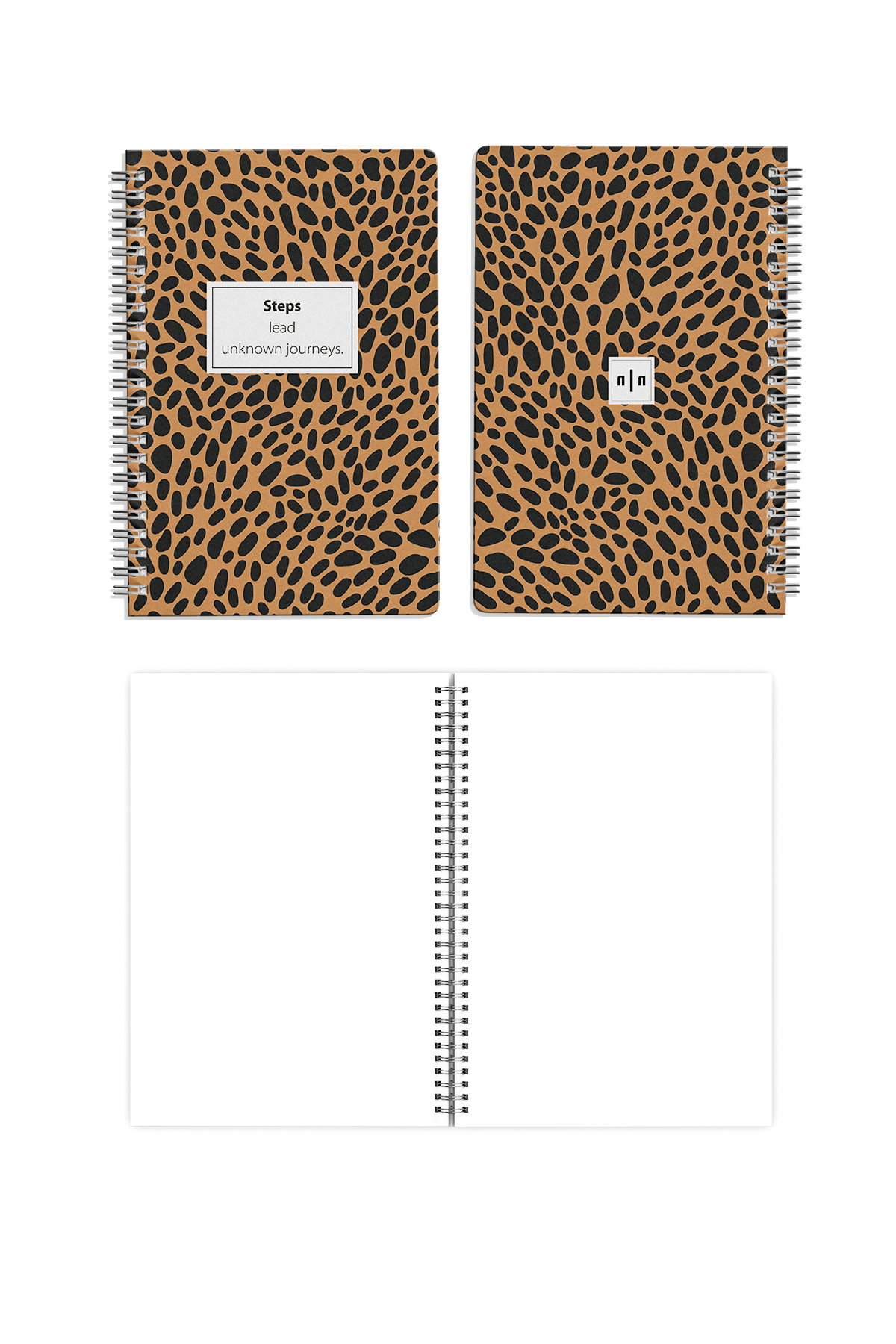 A5 Spiralli Okul Defteri 60 Yaprak 4’lü Set, Boş Yapraklı - Leopar Temalı
