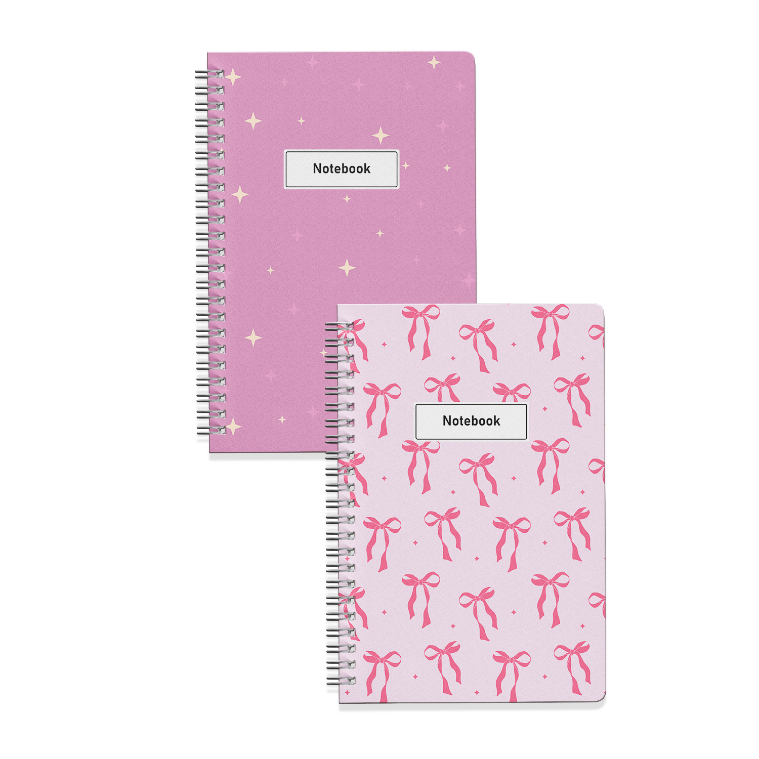 2'li Set, Not Defteri, Defter, Okul Defteri, Kurdelalı Defter, Fiyonk Kapak, Spiralli, 120 Sayfa