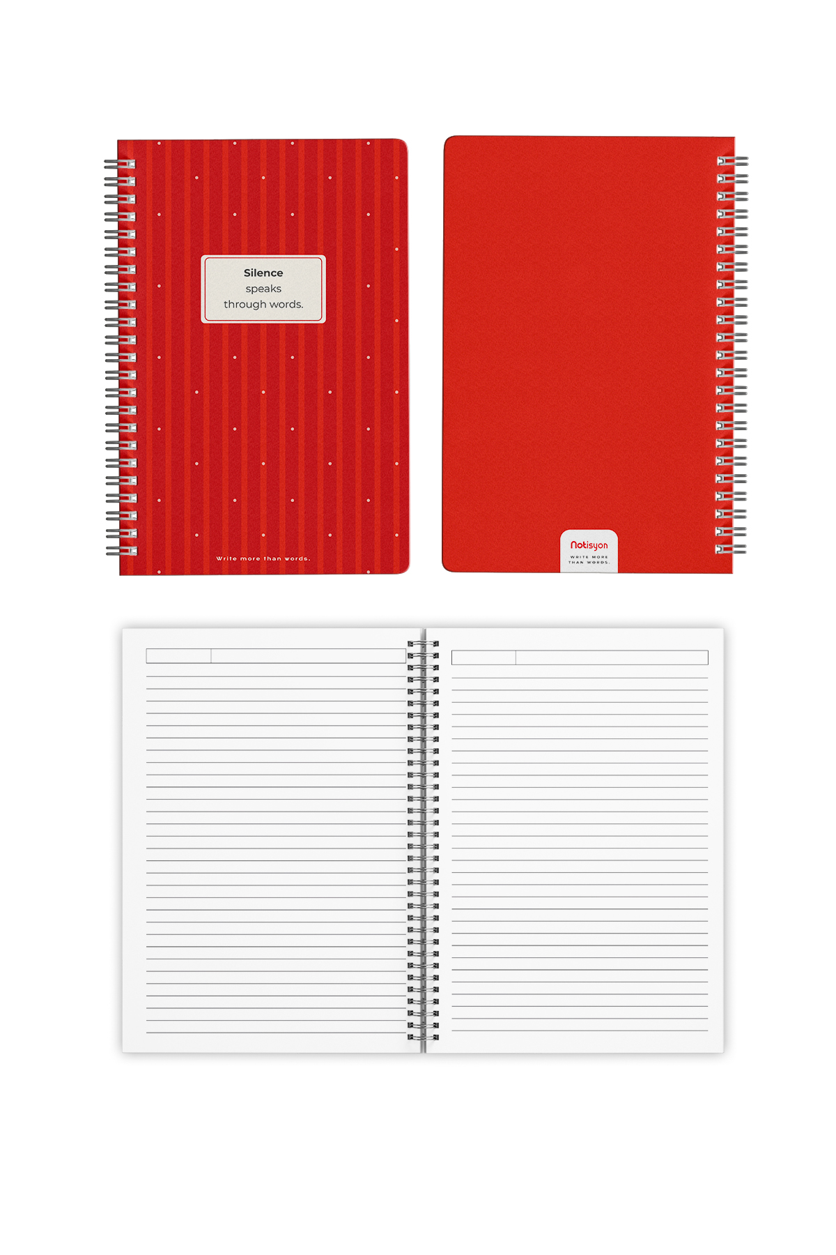 A5 Spiralli Okul Defteri 120 Sayfa 4’lü Set, 2 Çizgili - 2 Kareli Defter, Notebook, Ders Programlı