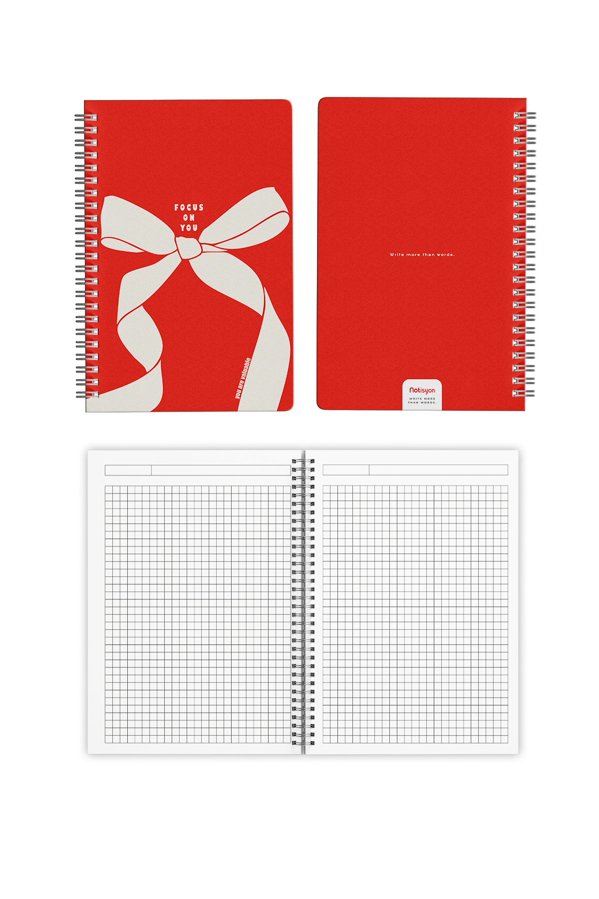 A5 Spiralli Okul Defteri 120 Sayfa 4’lü Set, 2 Çizgili - 2 Kareli Defter, Notebook, Ders Programlı